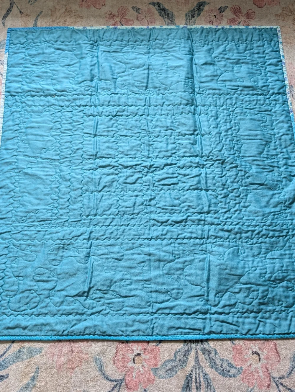 Handmade Turtle‎ Patchwork Baby Quilt in Turquoise & Green
